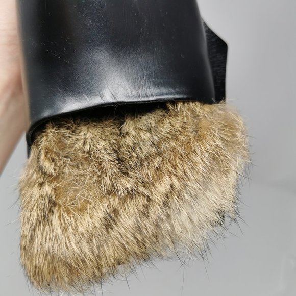 Marques Almeida Black Leather Mules Lined in Fur - Picture 11 of 16
